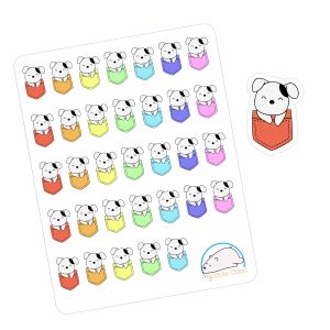 Adorable Pup in a Pocket Planner Stickers |Colorful Pup Scrapbooking Icons for Animal Lovers
