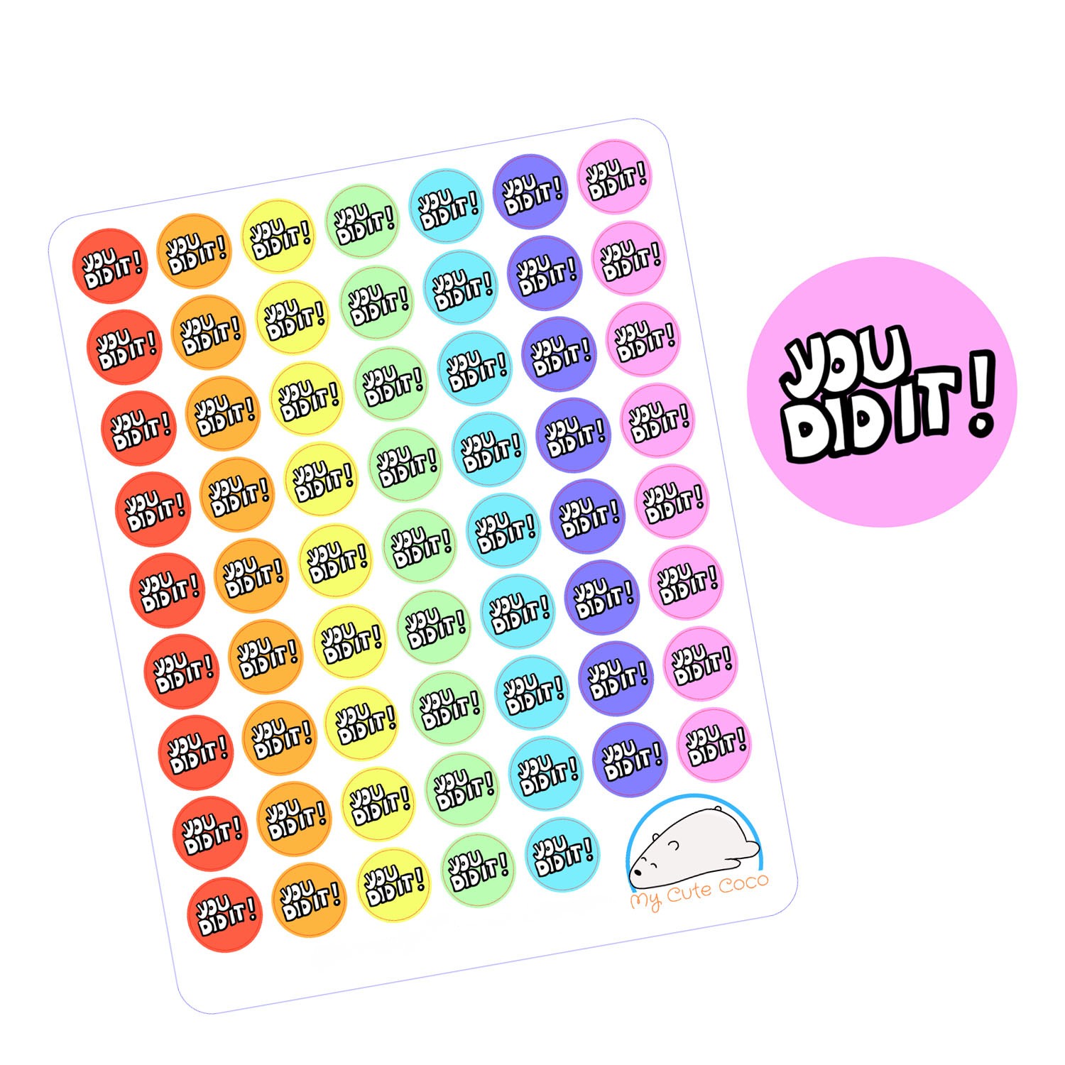 Motivational You Did It Planner Stickers | Inspiring Word Icons for Organizers, Journals, Diaries, Scrapbooks, and Creative Projects