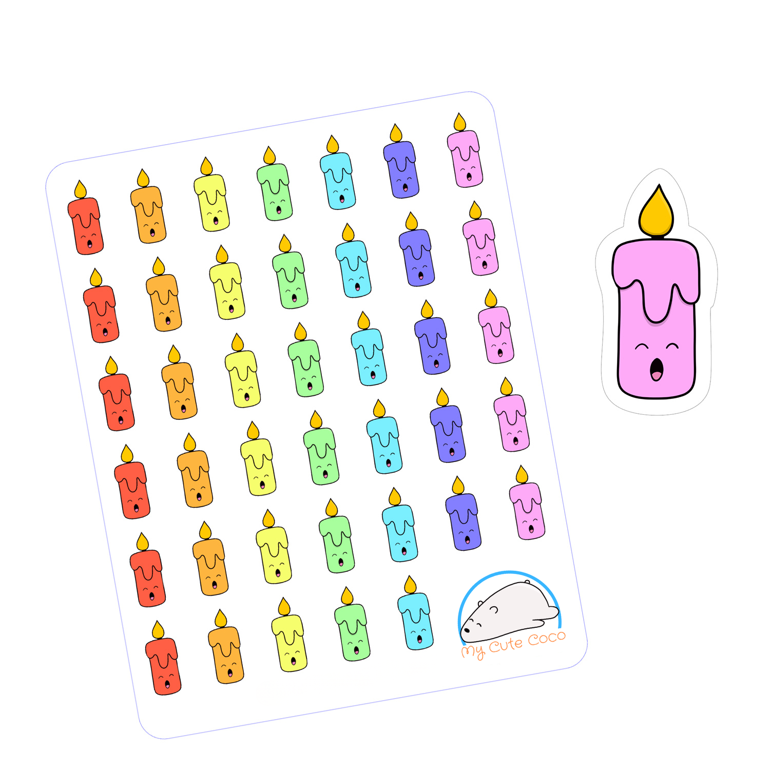 Adorable Candle Planner Stickers | Organization Decals for Scrapbooks, Journals, and Crafts