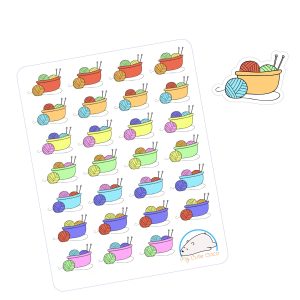 Adorable Bowl of Wool Planner Stickers | Scrapbooking and Crafting Essentials for Knitting and Crochet Enthusiasts