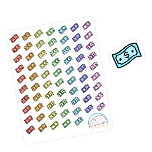 Adorable Money Bills Planner Stickers | Functional Currency Decals for Budgeting, Organizing, Journaling, and Scrapbooking