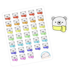Adorable Polar Bear Scarf Planner Stickers | Journal and Scrapbook Animal Icons