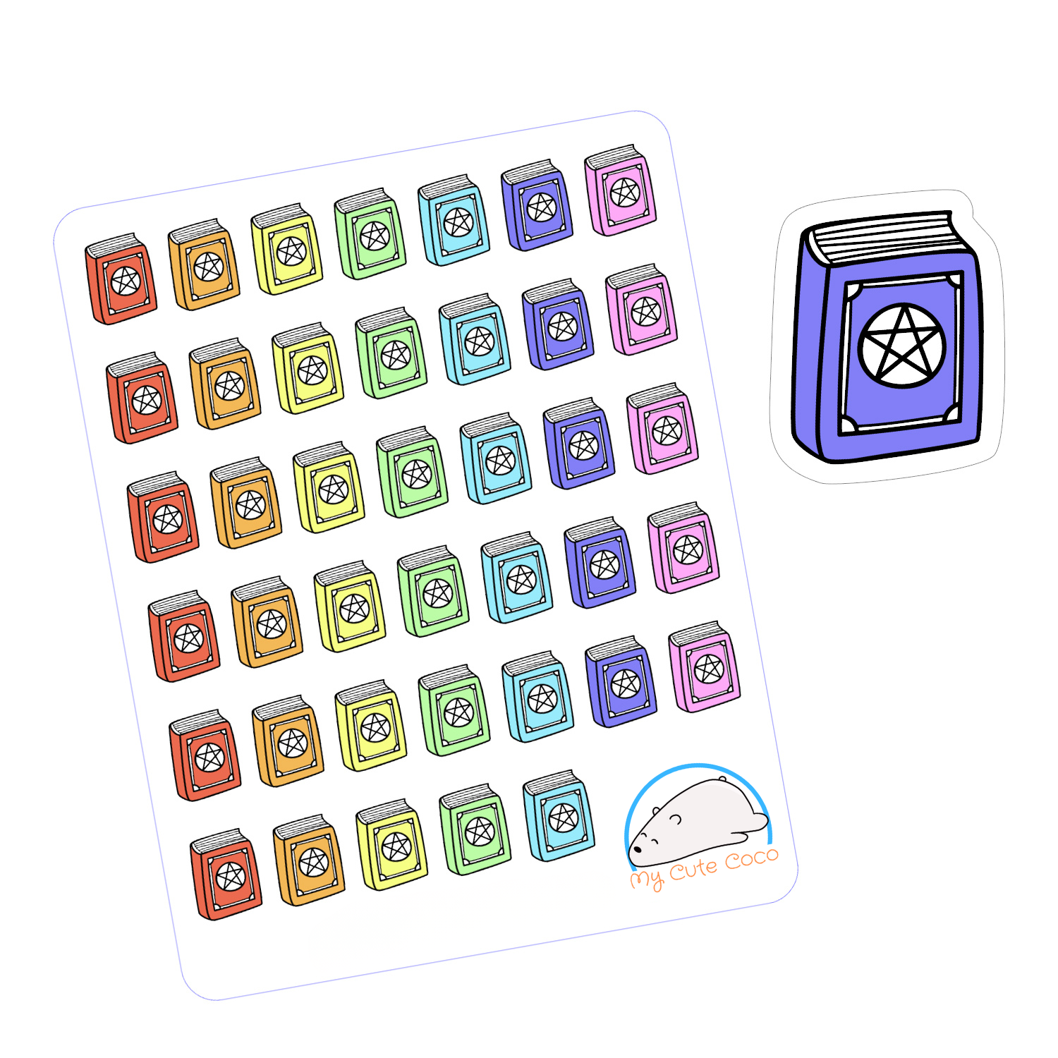 Adorable Book of Shadows Planner Stickers | Witchcraft Icons for Journaling, Scrapbooking, & Crafting