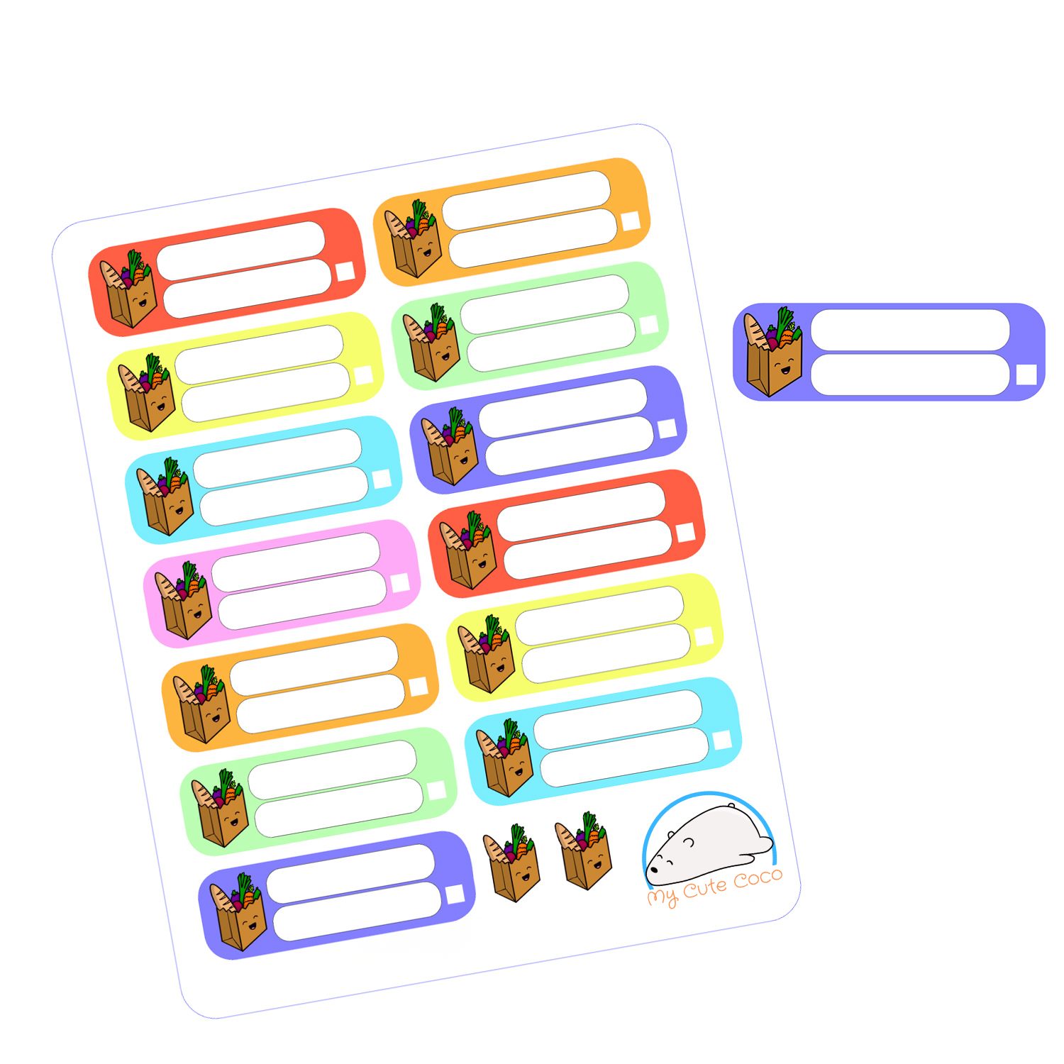 Adorable Grocery Spending Planner Stickers | Budget Planning Icons for Tracking Expenses & Organizing