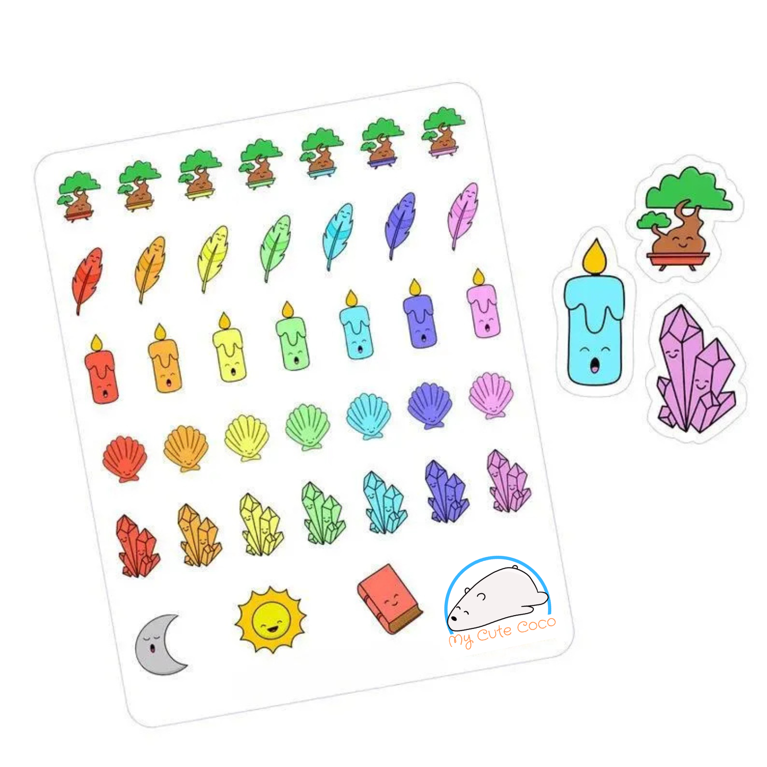 Cute Wiccan Elements Planner Stickers | Witchy Decals for Scrapbooking, Journaling, Crafting, and Projects