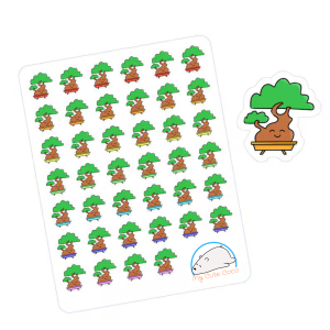 Cute Bonsai Planner Stickers | Plant Scrapbooking Icons for Nature Enthusiasts, Journals, and Crafts