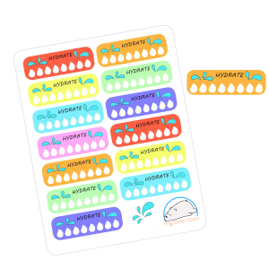 Colorful Hydrate Tracker Planner Stickers | Organizing Hydration Reminders for Health Enthusiasts
