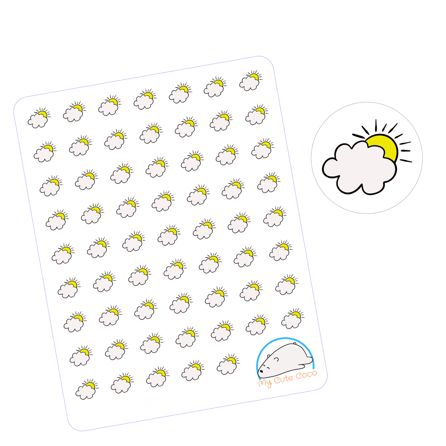 Adorable Sun and Cloud Planner Stickers | Weather Icons for Scrapbooking, Journaling, Crafting, and Organizing