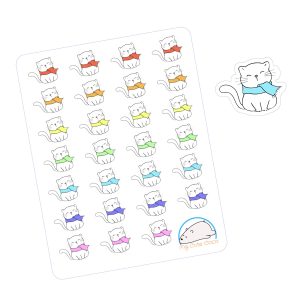 Adorable Cat Wearing a Scarf Planner Stickers | Scrapbook and Journal Animal Decor