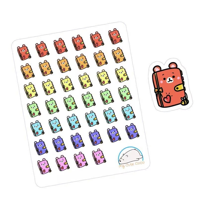 Cute Bear Planner Stickers | Adorable School Icons for Organizers, Diaries, Journals, and Creative Crafts