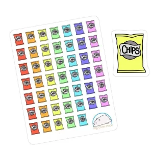 Colorful Potato Chip Bag Planner Stickers | Fun Food Icons for Scrapbooking, Organizing, & Journaling