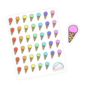 Adorable Ice Cream Cone Planner Stickers | Sweet Treat Icons for Planners, Journals, Crafts, & Scrapbooks