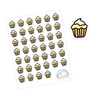 Cute Vanilla Cupcake Planner Stickers | Sweet Foodie Decals for Journaling and Scrapbooking