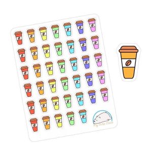 Colorful Coffee Cup Planner Stickers | Adorable Organizing Icons for Coffee Lovers