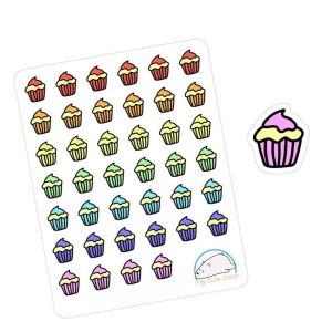 Colorful Cupcake Planner Stickers | Yummy Dessert Decals for Journals, Scrapbooks, and Organization