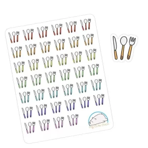 Adorable Kitchen Utensil Planner Stickers |Fork, Spoon, Knife Icons for Organizing & Scrapbooking
