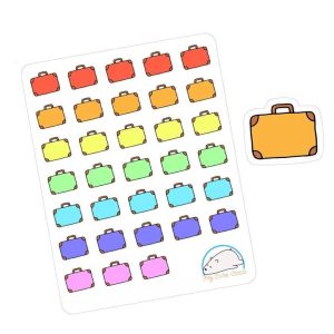 Colorful Suitcase Planner Stickers | Adorable Travel Decals for Organizing, Scrapbooking, and Journaling