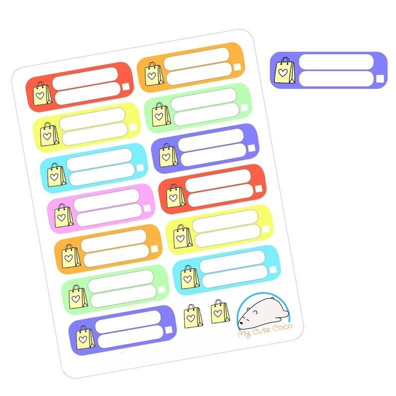 Shopping Expense Tracker Planner Stickers | Shopping Bag Budgeting Icons for Creative Organization