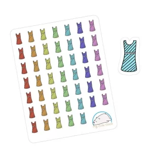 Rainbow Striped Dress Planner Stickers | Colorful Summer-Themed Icons for Scrapbooking - By Athina