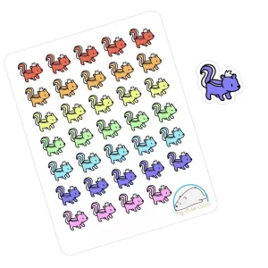 Adorable Skunk Planner Stickers - Cute Animal Icons for Scrapbooking, Organizing, Journaling, and Crafting
