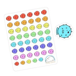 Colorful Pufferfish Stickers - Adorable Animal Decor for Crafts, Scrapbooks, School Projects, Diaries, and Journals