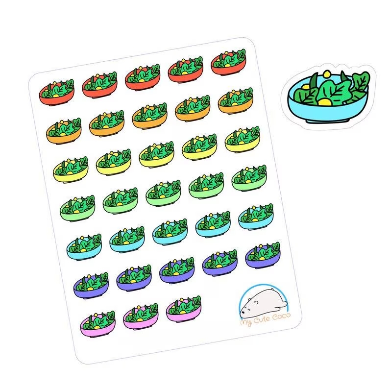 Cute Salad Bowl Planner Stickers | Food Icons for Scrapbooks, Organizers, and Journals