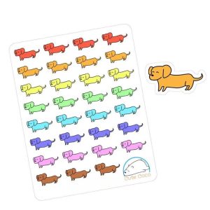 Adorable Dachshund Stickers - Cute Animal Icons for Dog Lovers, Scrapbooking, Organizing, Crafting, and Journaling