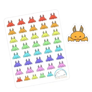 Adorable Bat Planner Stickers | Colorful Animal Icons for Animal Lovers, Scrapbooks, Creative Crafts, Organizers, and Diairies