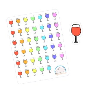 Colorful Wine Glass Planner Stickers | Organizing Decals for Diaries, Journals, Crafts, & Scrapbooks