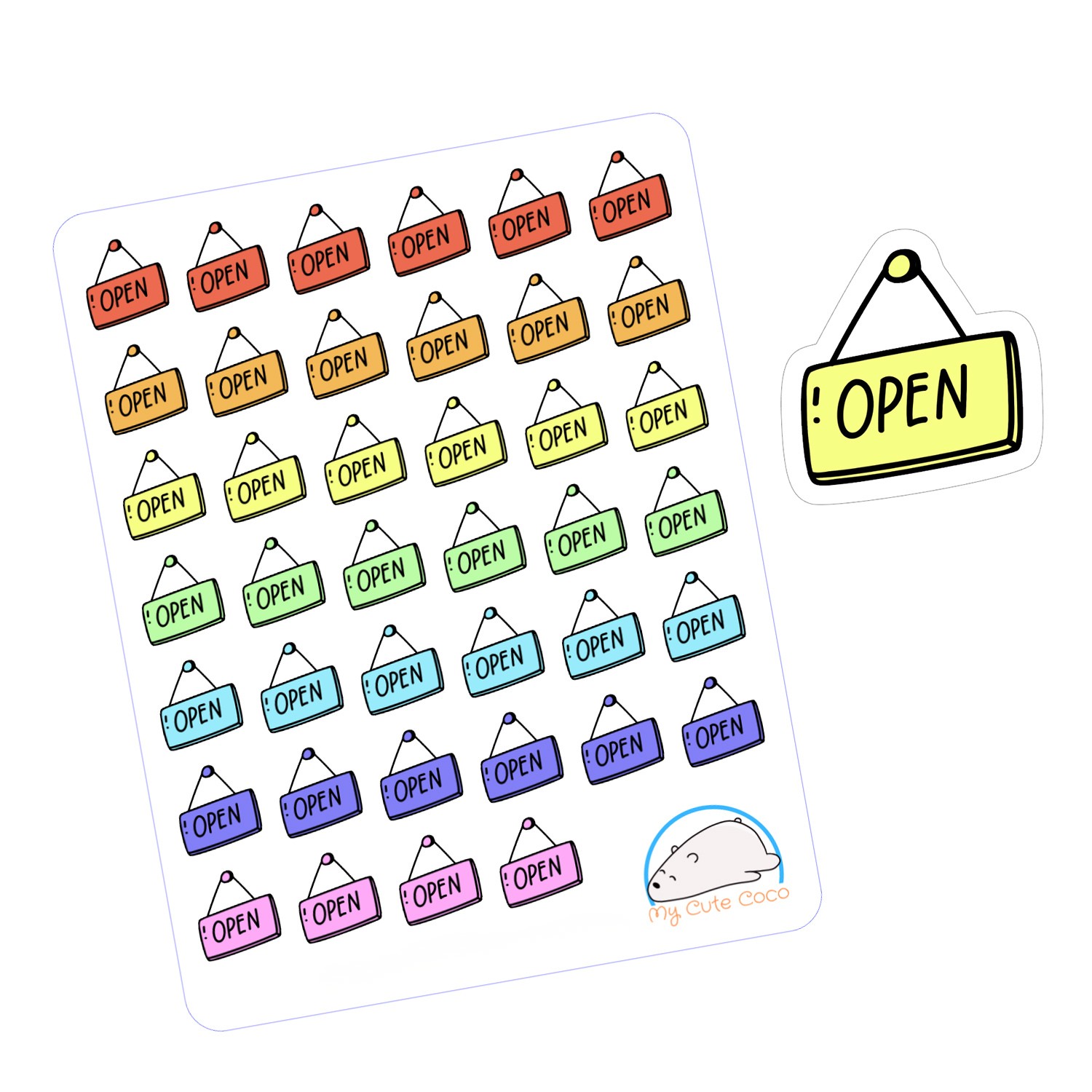 Colorful Open Word Planner Stickers | Creative Font Icons for Scrapbooking, Organizing, Journaling, and Crafting