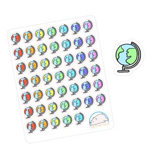Adorable Earth Globe Planner Stickers | Cute School Stationery Icons for Scrapbooking, Organizing, Journaling, and Crafting