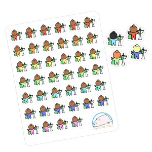 Adorable Girl Cleaning Bathroom Planner Stickers | Cute Girl Icons for Scrapbooking, Organizing, Journaling, and Crafting