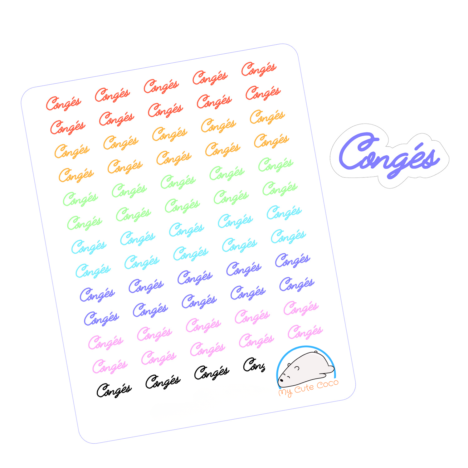 Creative Conges Word Planner Stickers | Colorful Font Icons for Scrapbooking, Journaling, Organizing, and Creative Crafting