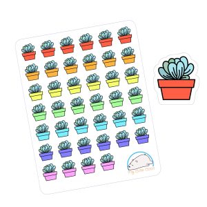 Cute Succulent - Echeveria Roundleaf Planner Stickers | Adorable Plant Decals for Scrapbooks, Organizers, Diaries, Journals, and Projects