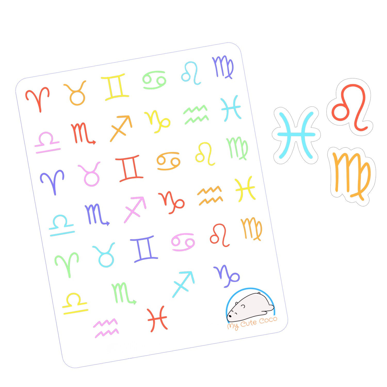 Colorful Astrological Signs Planner Stickers | Gorgeous Zodiac Symbol Icons for Scrapbooking, Organizing, and Crafting