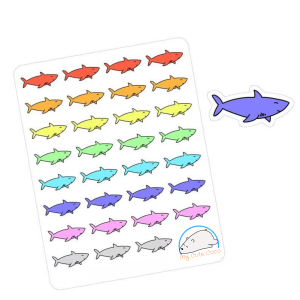 Cute Shark Planner Stickers | Adorable Animal Decals for Scrapbooks, Organizers, Diaries, Journals, and Projects
