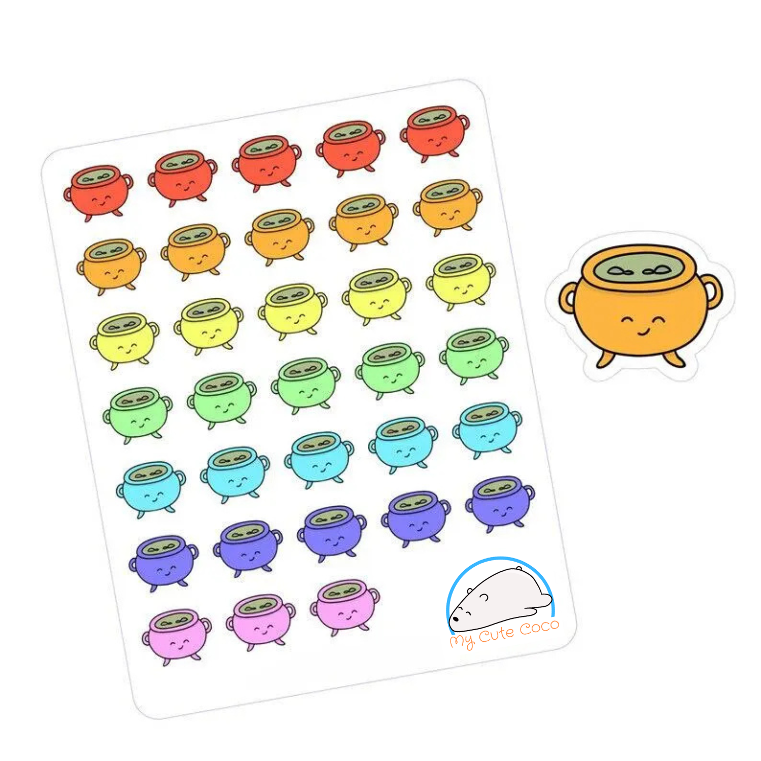 Cute Cauldron Planner Stickers | Adorable Magical Object Icons for Scrapbooks, Journals, Diaries, and Creative Projects