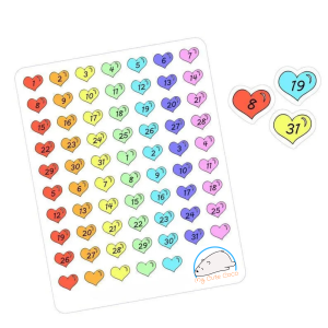 Colorful Heart Date Covers Planner Stickers |Countdown Decals for Calendars, Scrapbooks, Organizers, and Crafts
