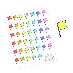 Colorful Flag Planner Stickers | Cute Stationery Icons for Scrapbooking, Journaling, Organizing, and Creative Crafting
