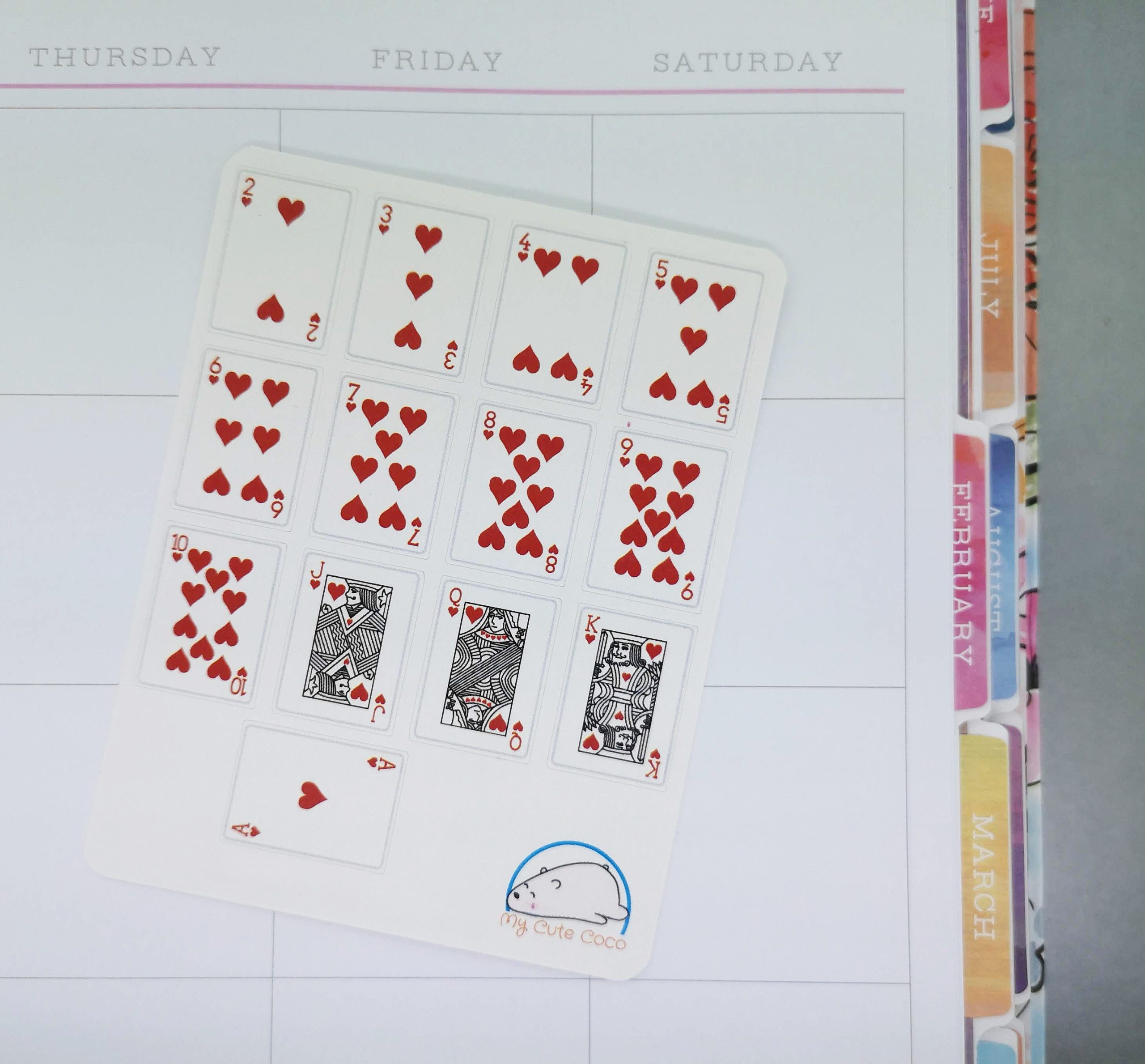 Hearts Playing Card Planner Stickers | Creative Card Suit for Organizing, Scrapbooking, Journaling, and Crafting - Image 2