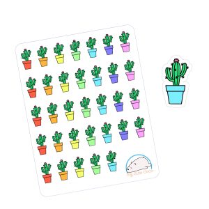 Adorable Cactus Planner Stickers | Cute Plant Icons for Nature Enthusiasts, Scrapbooking, Journaling, Organizing, and Creative Crafting