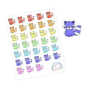 Adorable Raccoon Planner Stickers | Colorful Animal Decor for Organizing, Scrapbooking, Crafting, and Journalling