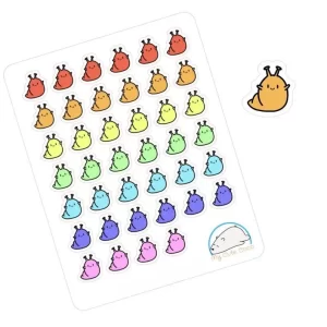 Adorable Slug Planner Stickers | Colorful Mollusks for Organizers, Scrapbooks, Diaries, Journals, and Creative Projects