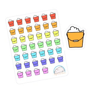 Cute Bucket of Water Planner Stickers | Adorable Chore Icons for Scrapbooks, Organizers, Diaries, Journals, and Projects