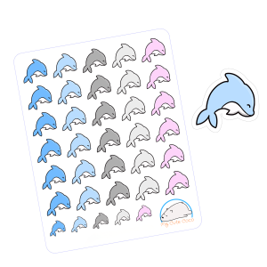 Adorable Dolphin Planner Stickers | Cute Animal Decals for Scrapbooks, Organizers, Diaries, Journals, and Projects