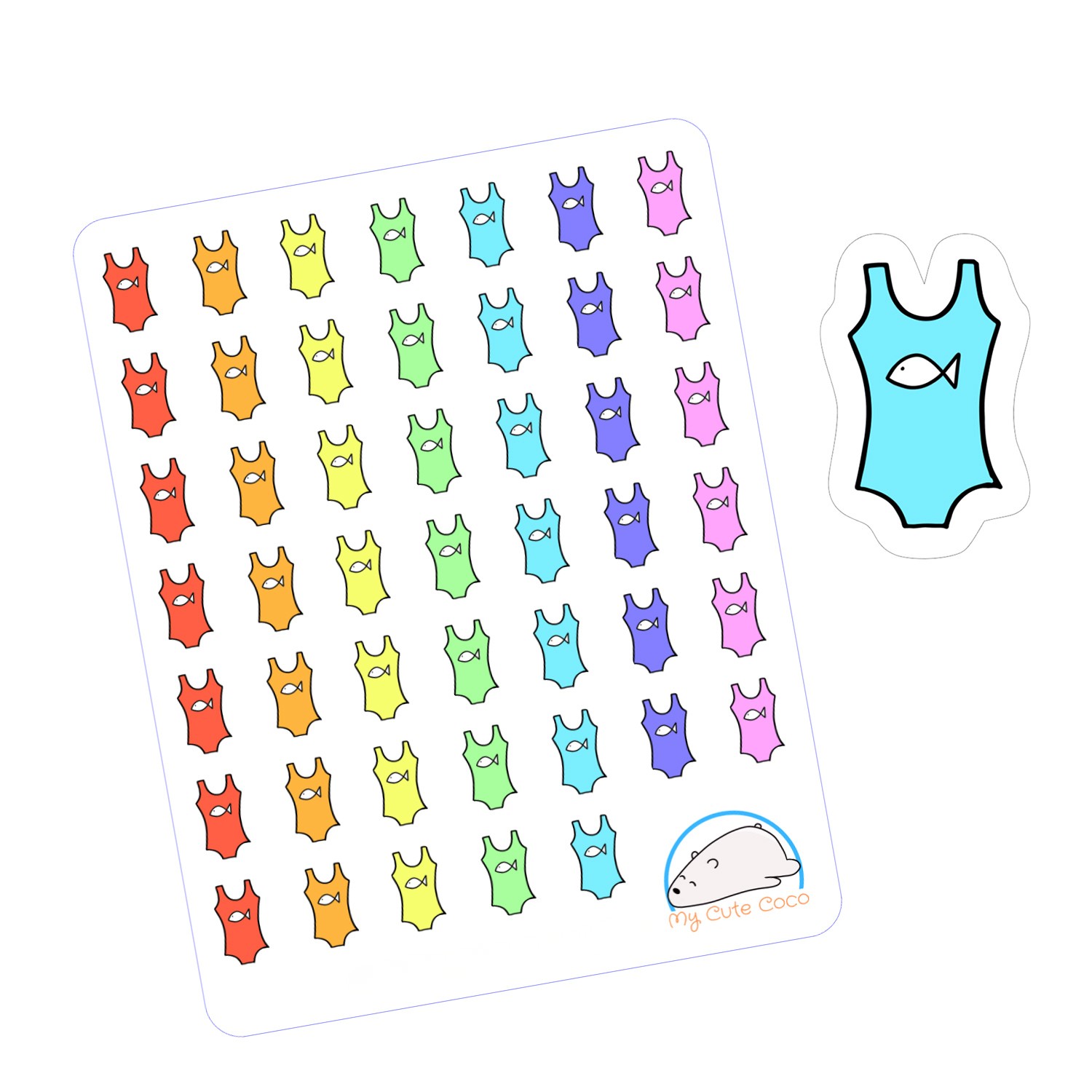 Cute Swimsuit Planner Stickers | Adorable Clothing Icons for Scrapbooking, Organizing, Journaling, and Crafting