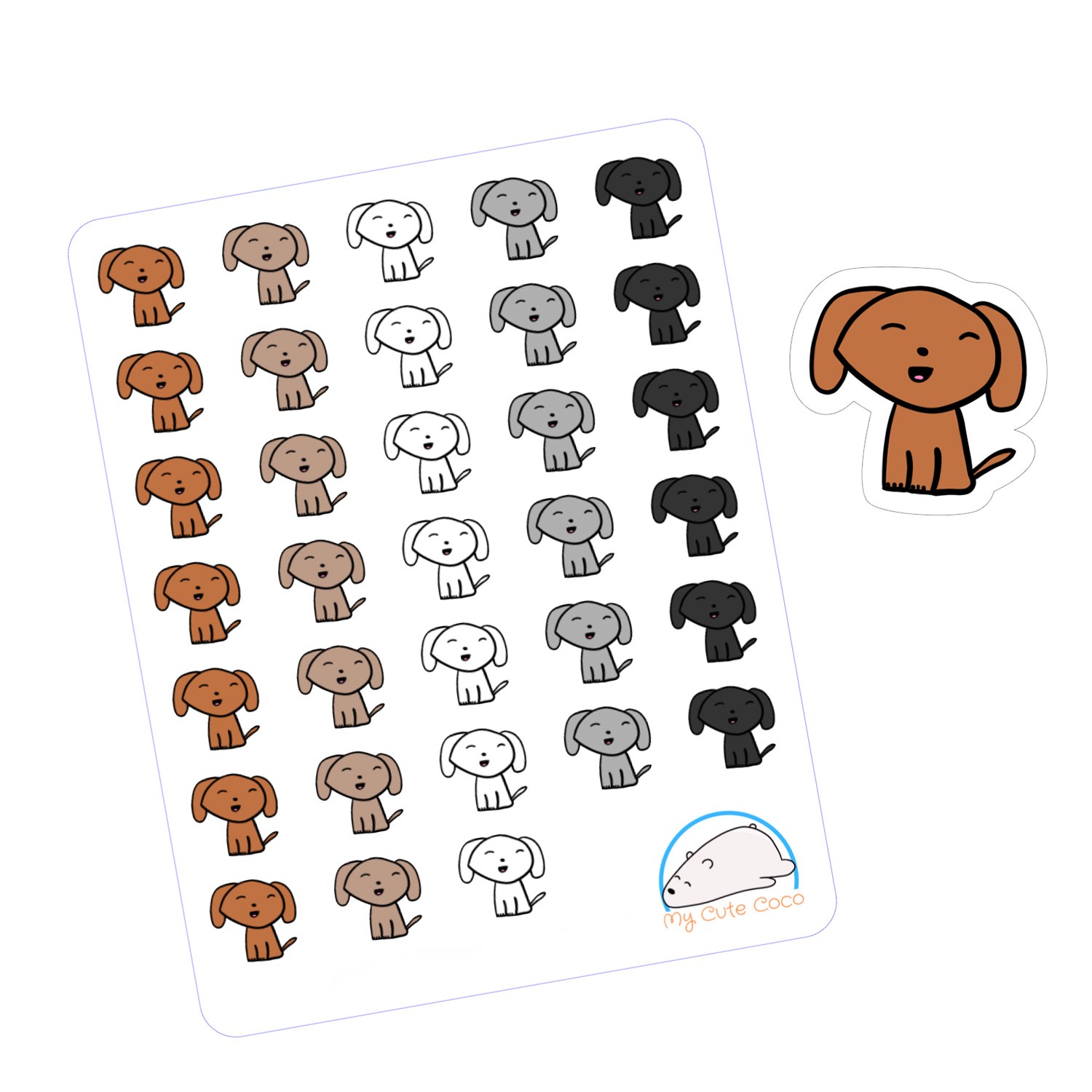 Adorable Dog Planner Stickers | Cute Animal Icons for Scrapbooking, Planning, Organizing, and Creative Crafting by Viviane