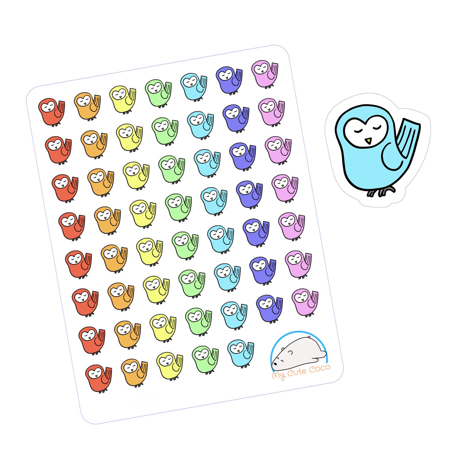 Cute Snowy Owl Stickers | Adorable Animal Icons for Scrapbooking, Planning, Organizing, and Creative Crafting