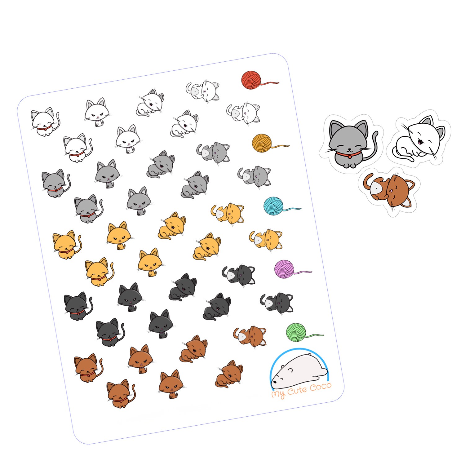 Cute Mini Cats Mix Planner Stickers | Adorable Animal Decals for Scrapbooking, Organizing, Journaling, and Crafting