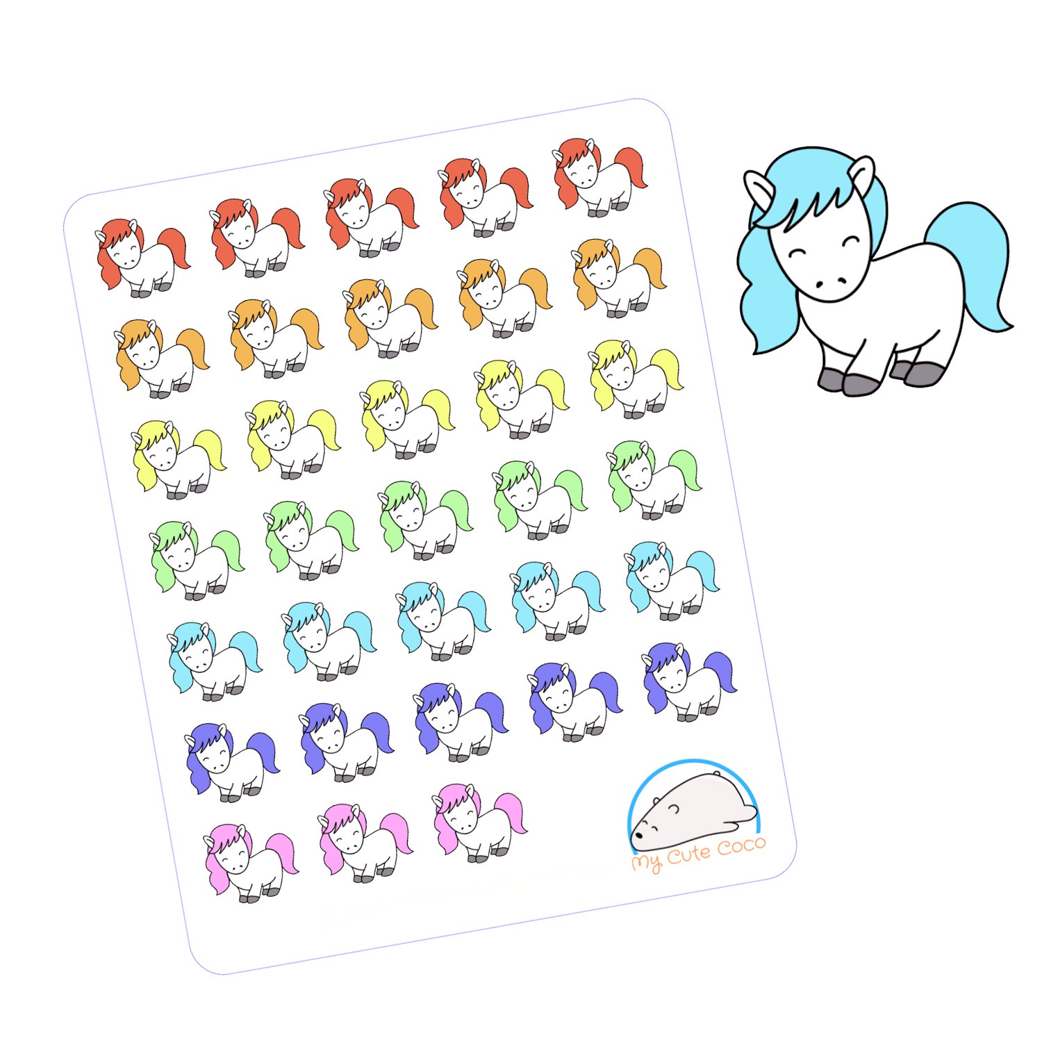 Cute Horse Planner Stickers | Adorable Animal Icons for Organizing, Scrapbooking, Journaling, and Crafting